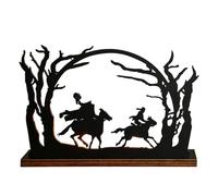 Amesor Portacandele Horror | Figura Cavaliere Senza Testa Halloween - Cavallo in Silhouetta con Albero Morto in Legno per Ingresso Camera