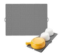 Amesor Tappetino Asciugapiatti,Telo da Cucina per Essiccazione Stoviglie con Scolo - Base Pieghevole Antiscivolo, Accessorio Grande Scolapiatti per Frutta Verdura Lavello