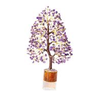Amethyst Gemstone Money Tree Feng Shui Bonsai for Reiki Healing Chakra Stone