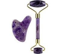 Ametista in pietra ruvida Ametista GOUACHE RASCRAPER GUA SHA STRUMENTO MASSAGGIO ROLLER ROLLER MASSAGER SOLLO (Color : Type 2)