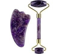 Ametista in pietra ruvida Ametista GOUACHE RASCRAPER GUA SHA STRUMENTO MASSAGGIO ROLLER ROLLER MASSAGER SOLLO (Color : Type 3)