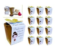 Ametista Regali Bomboniere Kit fioritura 12 pezzi EcoSostenibile Per Prima Comunione Bambina - Completo di vasetto, terra e semi