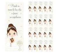 Ametista Regali Bomboniere Set 30pz Segnalibro Prima Comunione Bambina 19cm in cartoncino groffato stampato con asola per matita/penna