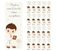 Ametista Regali Bomboniere Set 30pz Segnalibro Prima Comunione Bambino 19cm con incastro per penna/matita