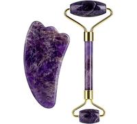 AMETISTO STONE RUPPIO AMETYST MASSAGER NATURALE STRUMENTO STRUMENTI GUA SHA SET Spa Agopuntura che raschia il massaggio for l'assistenza sanitaria del corpo cristallino (Color : Purple 2pcs Set 2)