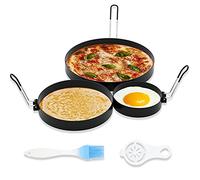 Ameupin Anello per frittata da 20,3 cm, anello per pancake da 15,2 cm, anello per uova da 8,9 cm, per friggere le uova (confezione da 3 anelli rotondi antiaderenti in acciaio inossidabile, con