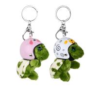 Amexo 2 Pezzi Portachiavi Tartaruga Casco in Peluche, Simpatico Ciondolo Verde Decorativo Piccolo Cartoni Animati per Le Chiavi Cellulari