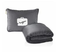 Amexo Coperta da viaggio morbido e caldo 2 in 1, Super leggera Portatile Aereo per viaggi aerei, affari e ufficio (grigio)