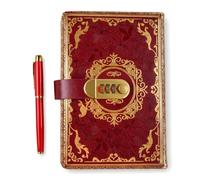 Amexo Diario Vintage in Pelle con Lucchetto a Combinazione, Diario A5in Pelle PU con Codice di Blocco iario Protetto con Lucchetto Retrò con Codice di Bloccocon Penna per Donne e Uomini (Rosso)