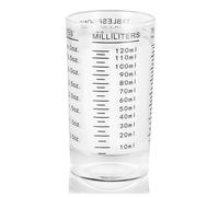 Amexo Misurino in Vetro Piccolo 4OZ/120ML, Misurino Graduato in Vetro per Vodka Cocktail Tequila, Resistente al Calore Bicchiere Dosatore con Bilancia per Cucina Bar (Nero)