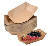 Amexo Vassoi Cartone Kraft Scatola Ciotola 50 Pezzi, 20 x12,5 x6 cm Barchette Finger Food, Vassoi Cartone per Alimenti, Finger Food Monouso, Scatola per Patatine Fritte, Snack, Macarons, Insalata