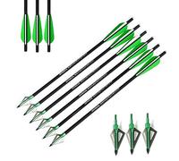 AMEYXGS 12 Pezzi Bulloni per Balestra Frecce per Balestra in Carbonio 16" 17" 18" 20" 22" per La Pratica della Caccia e del Tiro con L'Arco (Green, 16")