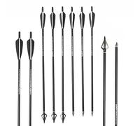 AMEYXGS 12 Pezzi Bulloni per Balestra Frecce per Balestra in Carbonio 16" 17" 18" 20" 22" per La Pratica della Caccia e del Tiro con L'Arco (Nero, 20")