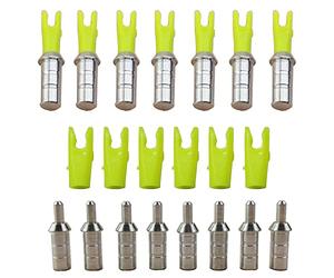 AMEYXGS 50x Cocche di Freccia con Perni in Alluminio Freccia Tails di Plastica Taglia S L per ID 4.2/6.0/6.2mm Albero della Freccia (4.2mm, Giallo S)