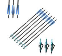 AMEYXGS 6 Pezzi Bulloni per Balestra Frecce per Balestra in Carbonio 16" 17" 18" 20" 22" per La Pratica della Caccia e del Tiro con L'Arco (Blu, 20")