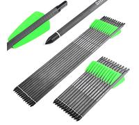 AMEYXGS Bulloni per Balestra da 7,5" Frecce per Balestra in Carbonio da 15" con cocche lunari e Plume 2" e Punta Rimovibile per la Caccia al tiro con L'Arco 12pcs (Vert, 15")