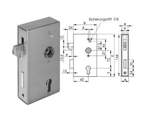 AMF Cassa serratura per cancello scorrevole per cilindro profilato grezzo n. 140S