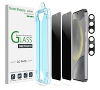 amFilm 2+2 Pezzi Protezione dello schermo di Privacy per Samsung Galaxy S24 5G, con Protezioni di Vetro Temperato dell'obiettivo della Fotocamera [Anti-Spia e Protezione della Privacy]