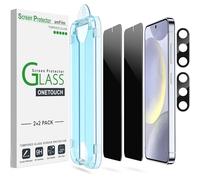 amFilm 2+2 Pezzi Protezione dello schermo di Privacy per Samsung Galaxy S24 Plus 5G, con Protezioni di Vetro Temperato dell'obiettivo della Fotocamera [Anti-Spia e Protezione della Privacy]