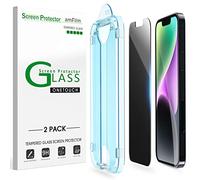 amFilm OneTouch compatibile con iPhone 13 Pro Max (6,7 pollici), pellicola protettiva in vetro temperato per la privacy, con kit di installazione facile, copertura completa, confezione da 2