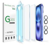 amFilm Pellicola Vetro Temperato per iPhone 16 PLUS 6.7", OneTouch 2 Pezzi Proteggi Schermo con Proteggi Obiettivo Fotocamera, Custodia Compatibile