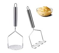 Amfrpar 2 Pezzi Schiacciapatate Acciaio Inox, Professionale Schiacciapatate da Cucina 25 cm Schiacciapatate Ondulato, Schiaccia Patate, Passaverdura Manuale Gadget per Frutta Patate