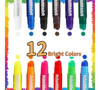 AMFUN 12 Pezzi Stick Tempere Solide Colorate, Scatola Lavabili per Bambini