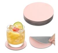 AMFUN 15 Pezzi Sottobicchieri in Pelle Rotonda, Sottobicchieri Set per Bevande, Rotondi Antiscivolo Sottobicchiere per Birra Bottiglie, Tazze da Tè, Tazza da Caffè