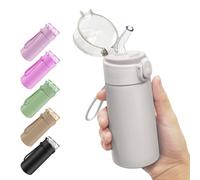 AMFUN 150ml Mini Borraccia Termica, Borraccia Bambino Termica in Acciaio Inox con Cannuccia Rimovibile, Borraccia a Prova di Perdite con Maniglia per il Trasporto per Bevande Calde e Fredde (Grigio)