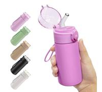 AMFUN 150ml Mini Borraccia Termica, Borraccia Bambino Termica in Acciaio Inox con Cannuccia Rimovibile, Borraccia a Prova di Perdite con Maniglia per il Trasporto per Bevande Calde e Fredde (Rosso)