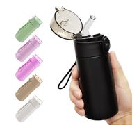 AMFUN 150ml Mini Borraccia Termica, Borraccia Bambino Termica in Acciaio Inox con Cannuccia Rimovibile, Borraccia a Prova di Perdite con Maniglia per il Trasporto per Bevande Calde e Fredde (Nero)