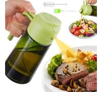 AMFUN 2 in 1 Spruzzatore Olio e Dosatore Olio, Spruzzino Olio per Friggitrice Aria 470ML, Oliera Spray per Cucina per Cucina, Insalata e Barbecue, con Protezione Dalla Luce, Verde