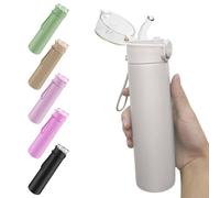 AMFUN 250ml Mini Borraccia Termica, Borraccia Bambino Termica in Acciaio Inox con Cannuccia Rimovibile, Borraccia a Prova di Perdite con Maniglia per il Trasporto per Bevande Calde e Fredde (Grigio)