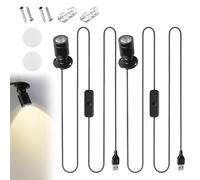 AMFUN 2PCS Mini Faretti a Spot, USB 5V 1W Vetrina per Gioielli Luci LED Spot, Piccola Luce D'accento, Faretti da Lncasso a LED per Vetrine, Gioielli, Armadi, Modelli