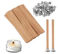 AMFUN 50 Pezzi Stoppini per Candele in Legno, Senza Fumo