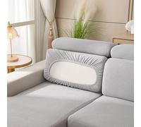 AMFUN Copriseduta Divano Elasticizzato, Fodera per Cuscino, Elasticità Cuscinos per Divano Fodera, Divanos Fodera per mobili Protezione, Grigio (Schienale-Cuscino,Bugia)
