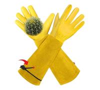 AMFUN Guanti da Giardinaggio in Pelle, Guanti di Sicurezza da Lavoro Resistenti Alle Spine, Maniche Lunghe per Avambraccio per Potatura Delle Rose, Giardinaggio, da Costruzione (L)