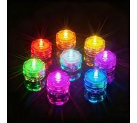 AMFUN Luce LED sommergibile, 12 Pezzi Candele a LED Senza Fiamma, Impermeabile Subacquea Mini Luce Decorativa per Laghetto, Piscina, Acquario, Vaso, Festa, Festival, Multicolore
