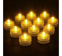AMFUN Luce LED sommergibile, 12 Pezzi Candele a LED Senza Fiamma, Impermeabile Subacquea Mini Luce Decorativa per Laghetto, Piscina, Acquario, Vaso, Festa, Festival, Bianco Caldo