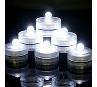 AMFUN Luce LED sommergibile, 12 Pezzi Candele a LED Senza Fiamma, Impermeabile Subacquea Mini Luce Decorativa per Laghetto, Piscina, Acquario, Vaso, Festa, Festival, Bianco