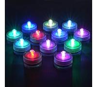 AMFUN Luce LED sommergibile, 12pc Candele a LED Senza Fiamma, Luce a gradiente di colore, Impermeabile Subacquea Mini Luce Decorativa per Laghetto, Piscina, Acquario, Vaso, Festa, Festival (Girare)