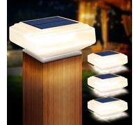 AMFUN Luci Postali Solari, 4 Pezzi Luce Solare Led Esterno Impermeabile, Luci Postali Solari per 4x4 5x5 6x6 inch Recinto Mazzo Pali in Legno