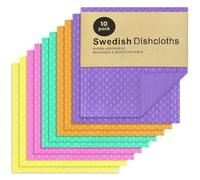 AMFUN Panni Cucina 10 Pezzi, Trofinacci Svedesi per Piatti, Panni Spugna Riutilizzabili, Straccio Cucina per Ogni Superficie, Multicolore