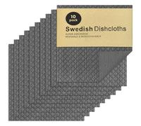 AMFUN Panni Cucina 10 Pezzi, Trofinacci Svedesi per Piatti, Panni Spugna Riutilizzabili, Straccio Cucina per Ogni Superficie, Grigio Scuro