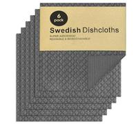 AMFUN Panni Cucina 6 Pezzi, Trofinacci Svedesi per Piatti, Panni Spugna Riutilizzabili, Straccio Cucina per Ogni Superficie, Grigio Scuro