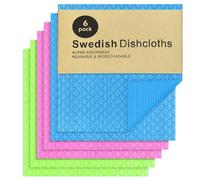 AMFUN Panni Cucina 6 Pezzi, Trofinacci Svedesi per Piatti, Panni Spugna Riutilizzabili, Straccio Cucina per Ogni Superficie, Multicolore