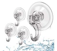 AMFUN Set di 4 Ganci a Ventosa, Gancio Ventosa a Parete Forte, Ganci per Asciugamani Senza Fori, Appendi Aaccappatoio Impermeabile e Resistente per Bagno, Cucina, Doccia, Casa, Vetro