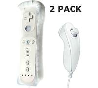 AMGGLOBAL® 2 x Nunchuck 2 x Remote Nunchuk Controller For Nintendo Wii Remote WII + FREE SILICONE COVER PINK BLACK BLUE WHIE RED Bundle