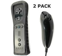 AMGGLOBAL® 2 x Nunchuck 2 x Remote Nunchuk Controller For Nintendo Wii Remote WII + FREE SILICONE COVER PINK BLACK BLUE WHIE RED Bundle