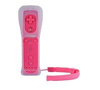 AMGGLOBAL - Telecomando senza fili integrato Motion Plus per Nintendo Wii Remote Wii Wii, cover in silicone inclusa, rosa, nero, blu, rosso, blu scuro (fucsia)